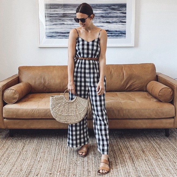 Madewell Pants - Madewell Cami Wide-Leg Jumpsuit in Gingham Check